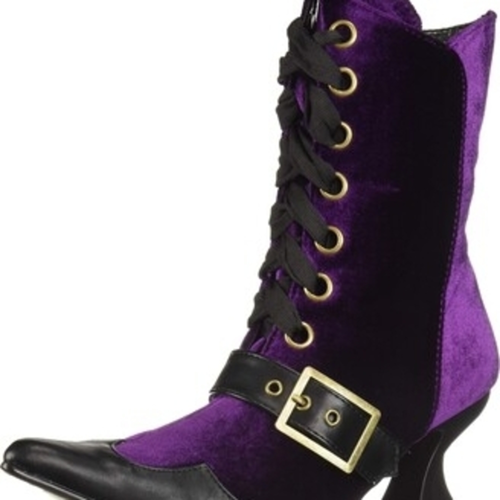 Elegant Purple and Black Women's Ankle Boots By ELLIE - Picture 2 of 10